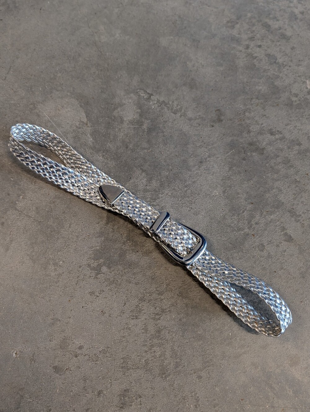 1980's VINTAGE SILVER WOVEN BELT
